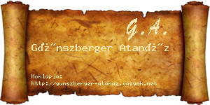 Günszberger Atanáz névjegykártya